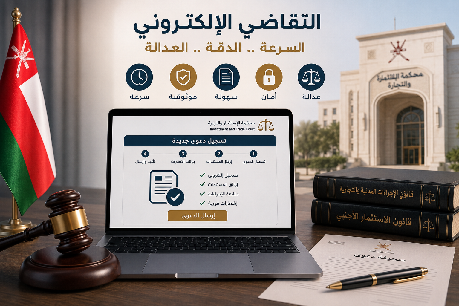 دليل إجراءات تسجيل الدعاوى إلكترونيا أمام محكمة الاستثمار والتجارة
